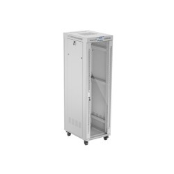 19" Volně stojící racková skříň 42U 600X800 šedé skleněné dveře LCD Lanberg (Flat Pack) V2