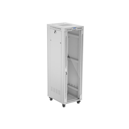 19" Volně stojící racková skříň 42U 600X800 šedé skleněné dveře LCD Lanberg (Flat Pack) V2