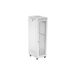 19" Volně stojící racková skříň 42U 600X800 šedá S perforovanými dveřmi Lanberg (ploché balení)