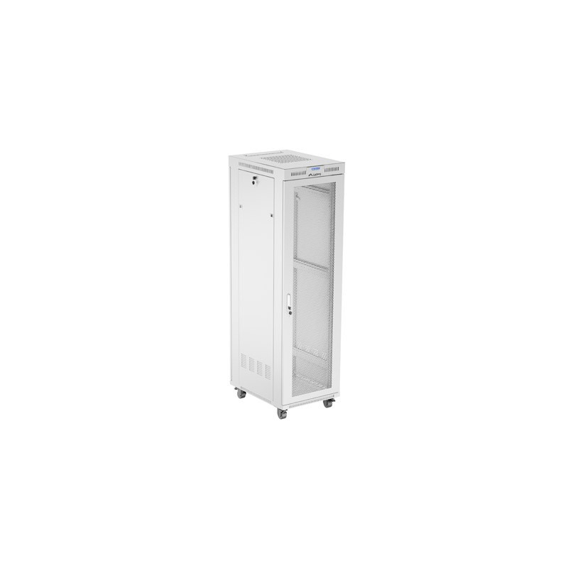 19" Volně stojící racková skříň 42U 600X800 šedá S perforovanými dveřmi Lanberg (ploché balení)