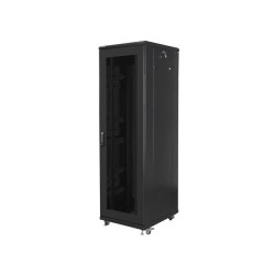 19" Volně stojící racková skříň 42U/600X800 (Flat Pack) se síťovanými dveřmi černá Lanberg