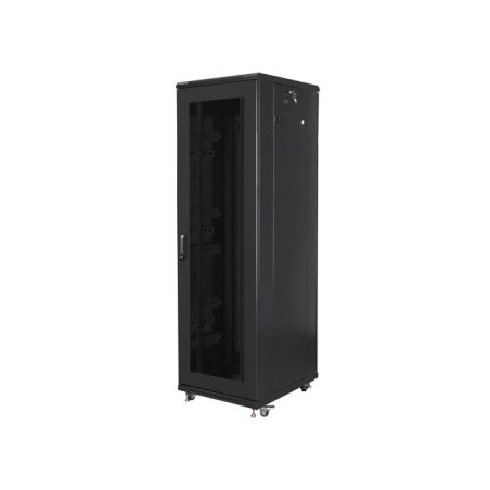 19" Volně stojící racková skříň 42U/600X800 (Flat Pack) se síťovanými dveřmi černá Lanberg