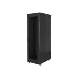 19" Volně stojící racková skříň 42U/800X1000 (Flat Pack) se síťovými dveřmi černá Lanberg