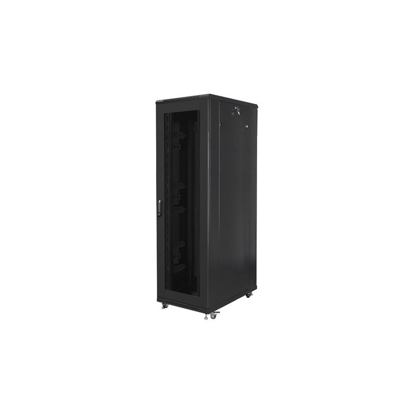 19" Volně stojící racková skříň 42U/800X1000 (Flat Pack) se síťovými dveřmi černá Lanberg
