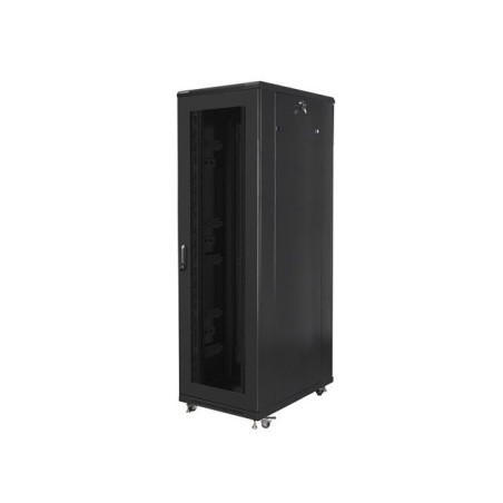 19" Volně stojící racková skříň 42U/800X1000 (Flat Pack) se síťovými dveřmi černá Lanberg