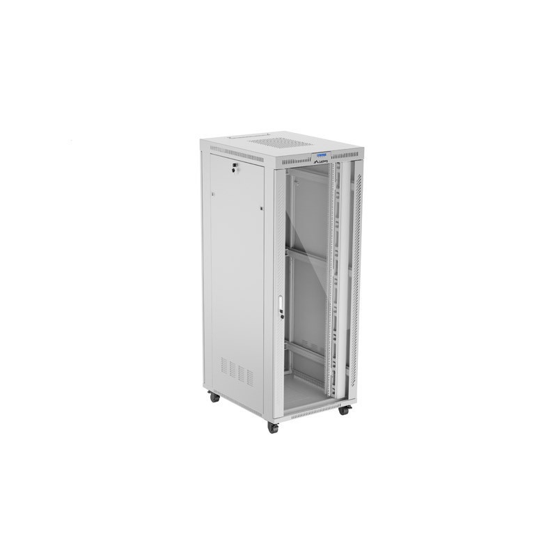 19" Volně stojící racková skříň 42U 800X1000 šedé skleněné dveře LCD Lanberg (Flat Pack) V2