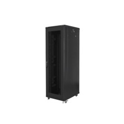 19" Volně stojící racková skříň 42U/800×800 (Flat) S perforovanými dveřmi, černá, Lanberg