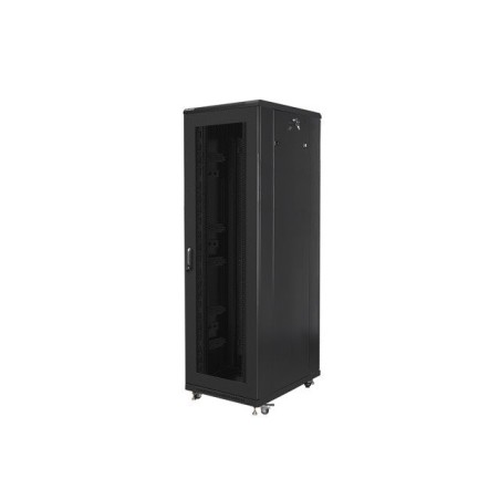 19" Volně stojící racková skříň 42U/800×800 (Flat) S perforovanými dveřmi, černá, Lanberg