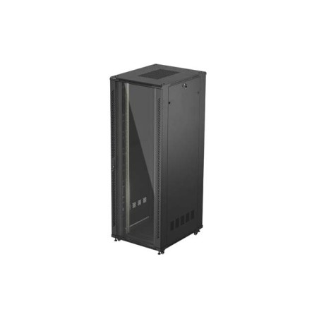 19" Volně stojící racková skříň 47U/800X1000 (Flat Pack) S prosklenými dveřmi černá Lanberg