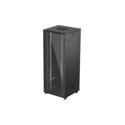 19" Volně stojící racková skříň 42U 800X800 černé skleněné dveře Lanberg (ploché balení)