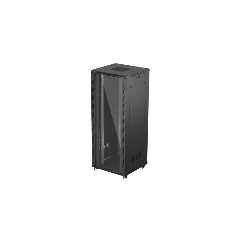 19" Volně stojící racková skříň 42U 800X800 černé skleněné dveře Lanberg (ploché balení)