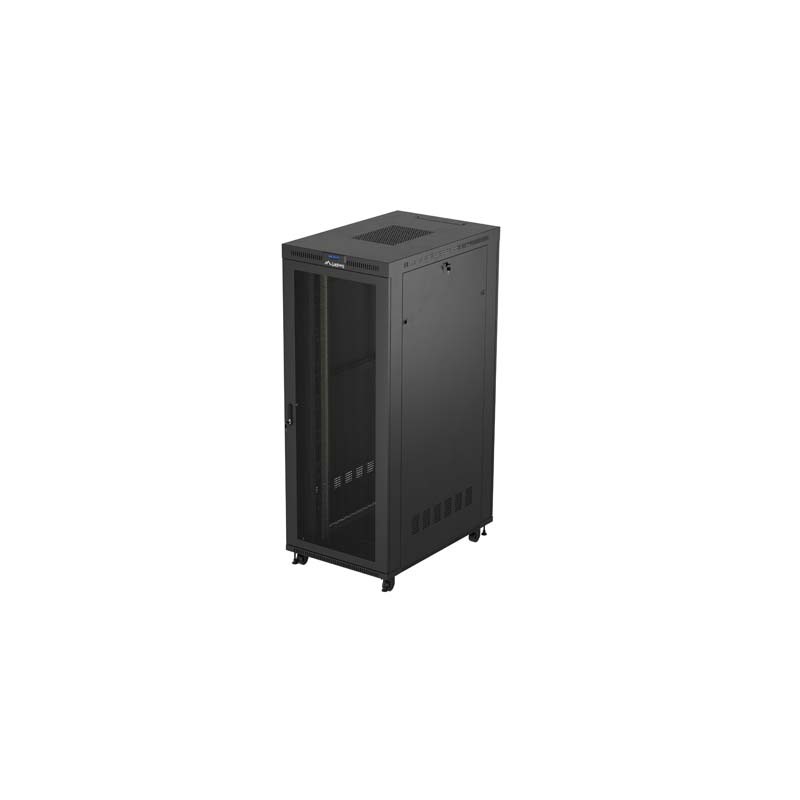 19" Volně stojící racková skříň 42U/800X1200 (Flat Pack) se síťovými dveřmi LCD černá Lanberg V2