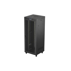 19" Volně stojící racková skříň 42U 800X800 černá LCD perforovaná Dvířka Lanberg (ploché balení)