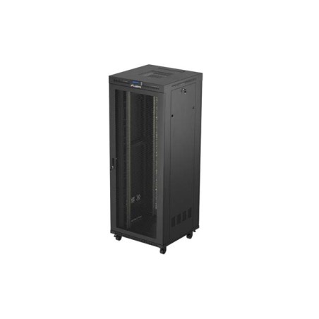 19" Volně stojící racková skříň 42U 800X800 černá LCD perforovaná Dvířka Lanberg (ploché balení)