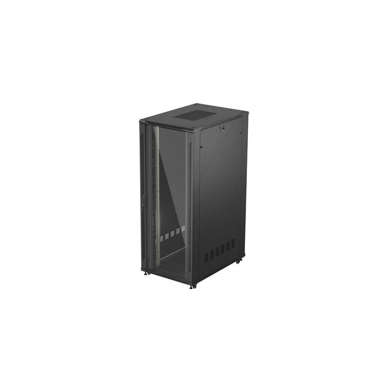 19" Volně stojící racková skříň 42U 800X1200 černé skleněné dveře Lanberg (ploché balení)
