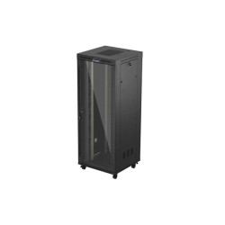 19" Volně stojící racková skříň 42U/800X800 (Flat Pack) S prosklenými dveřmi LCD černá Lanberg V2