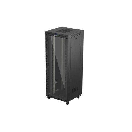 19" Volně stojící racková skříň 42U/800X800 (Flat Pack) S prosklenými dveřmi LCD černá Lanberg V2