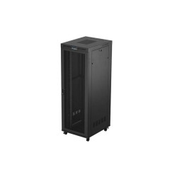 19" Volně stojící racková skříň 47U/800X1000 (Flat Pack) se síťovými dveřmi LCD černá Lanberg V2