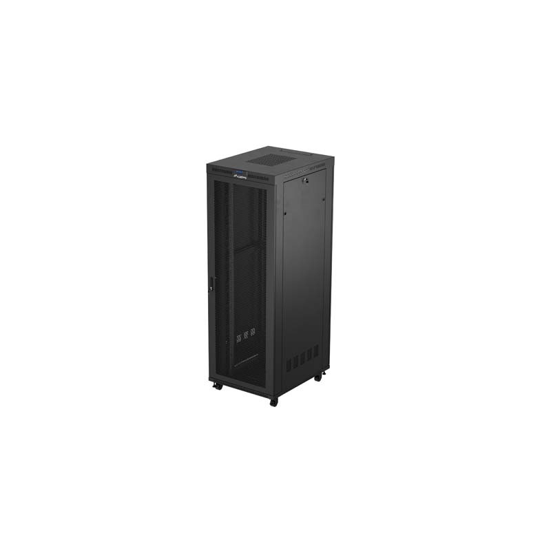 19" Volně stojící racková skříň 47U/800X1000 (Flat Pack) se síťovými dveřmi LCD černá Lanberg V2