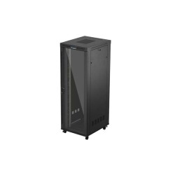 19" Volně stojící racková skříň 47U/800X1000 (Flat Pack) S prosklenými dveřmi LCD černá Lanberg V2