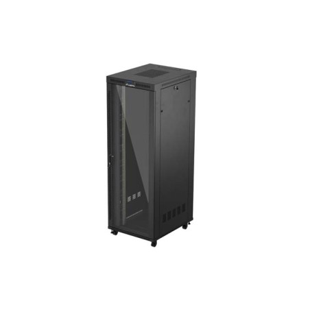 19" Volně stojící racková skříň 47U/800X1000 (Flat Pack) S prosklenými dveřmi LCD černá Lanberg V2