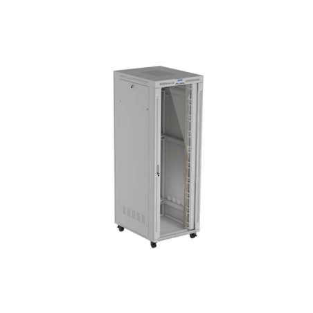 19" Volně stojící racková skříň 47U 800X1000 šedé prosklené dveře LCD Lanberg (Flat Pack) V2