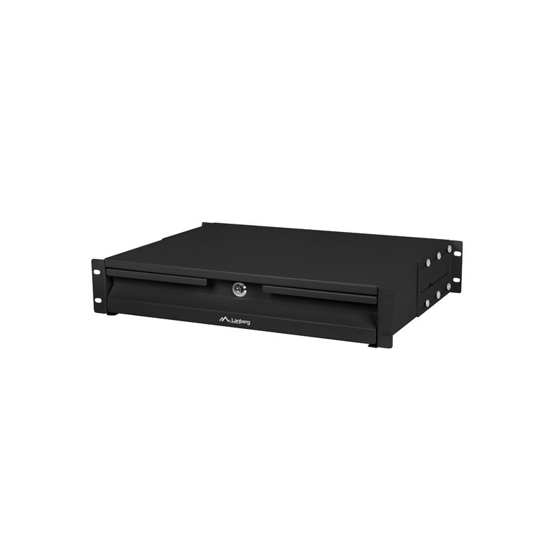 19" 2U 360MM ČERNÁ SKŘÍŇOVÁ ZÁSUVKA LANBERG (2U/483X360MM NOSNOST DO 90KG, 4BODOVÁ MONTÁŽ)