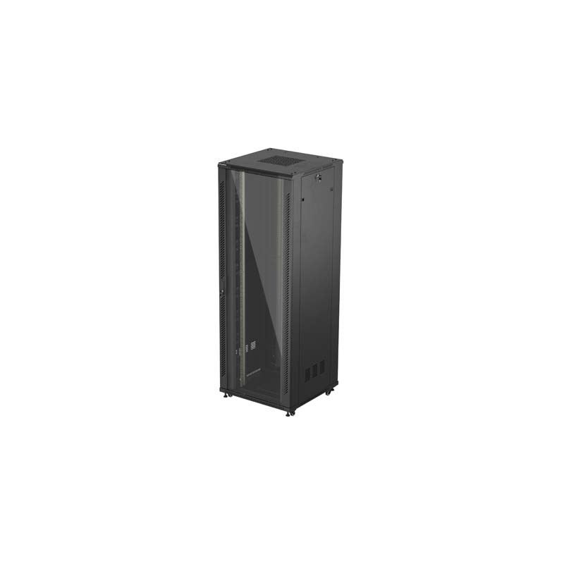 19" Volně stojící racková skříň 47U 800X800 černé skleněné dveře Lanberg (ploché balení)