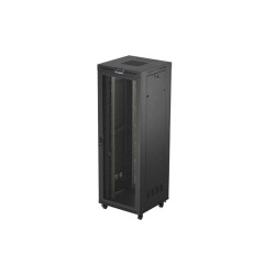 19" Volně stojící racková skříň 47U 800X800 černá LCD perforovaná Dvířka Lanberg (ploché balení)
