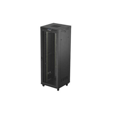 19" Volně stojící racková skříň 47U 800X800 černá LCD perforovaná Dvířka Lanberg (ploché balení)
