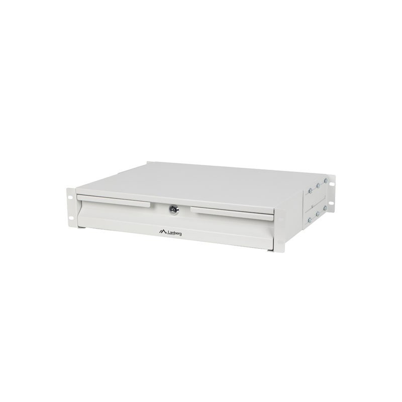 19" 2U 360MM ŠEDÁ SKŘÍŇOVÁ ZÁSUVKA LANBERG (2U/483X360MM NOSNOST DO 90KG, 4BODOVÁ MONTÁŽ)