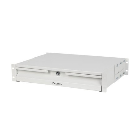 19" 2U 360MM ŠEDÁ SKŘÍŇOVÁ ZÁSUVKA LANBERG (2U/483X360MM NOSNOST DO 90KG, 4BODOVÁ MONTÁŽ)