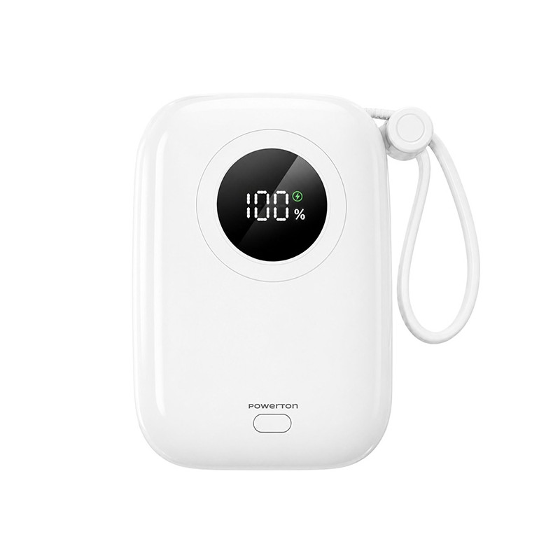 Powerton ENERGY WHITE EDITION Powerbanka 10000mAh, 2x USB-C, 22.5W, integrované kabely, bílá