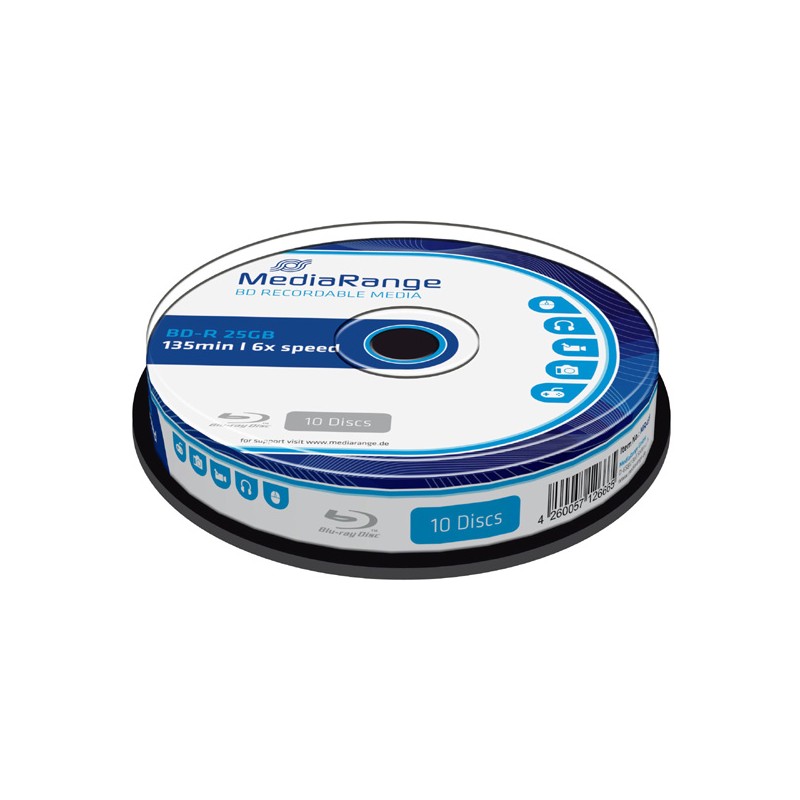 Mediarange BD-R, 25GB, cake box, MR499, 6x, 10-pack, pro archivaci dat, DOPRODEJ