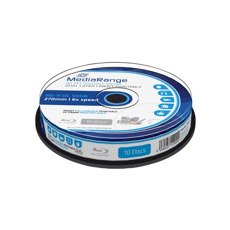 Mediarange BD-R, Dual Layer 50GB, cake box, MR509, 6x, 10-pack, pro archivaci dat