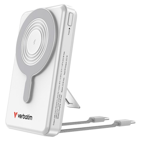 Verbatim power banka Charge ,n, Go 2C Display s kabely 12V, nabíjení telefonu, 32273, 10000mAh, magnetické připevnění, stříbrná