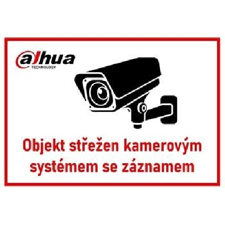 Samolepící tabulka pro kamerové systémy Dahua 140 x 100 mm