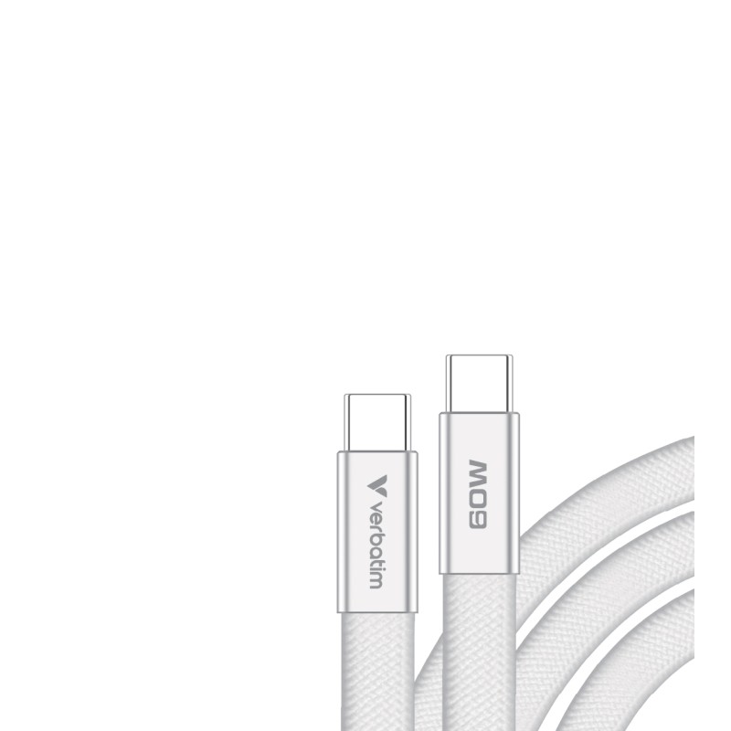 Verbatim USB-C kabel SoftTouch USB C samec - USB C samec, 60W, 1.2m, Bílá, box, 30274