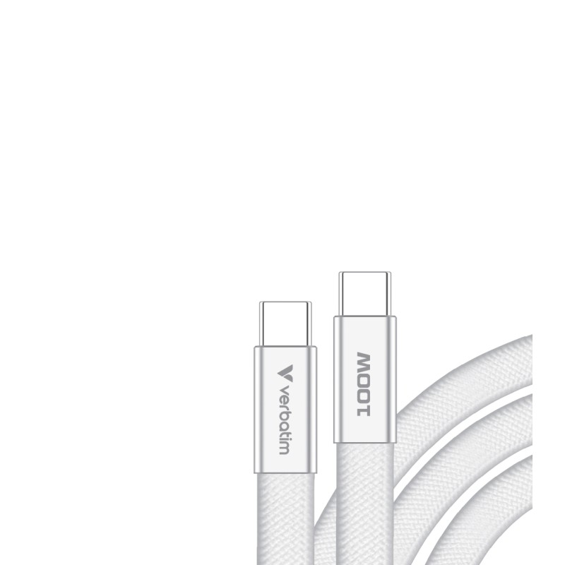 Verbatim USB-C kabel SoftTouch USB C samec - USB C samec, 100W, 1.2m, Bílá, box, 30277