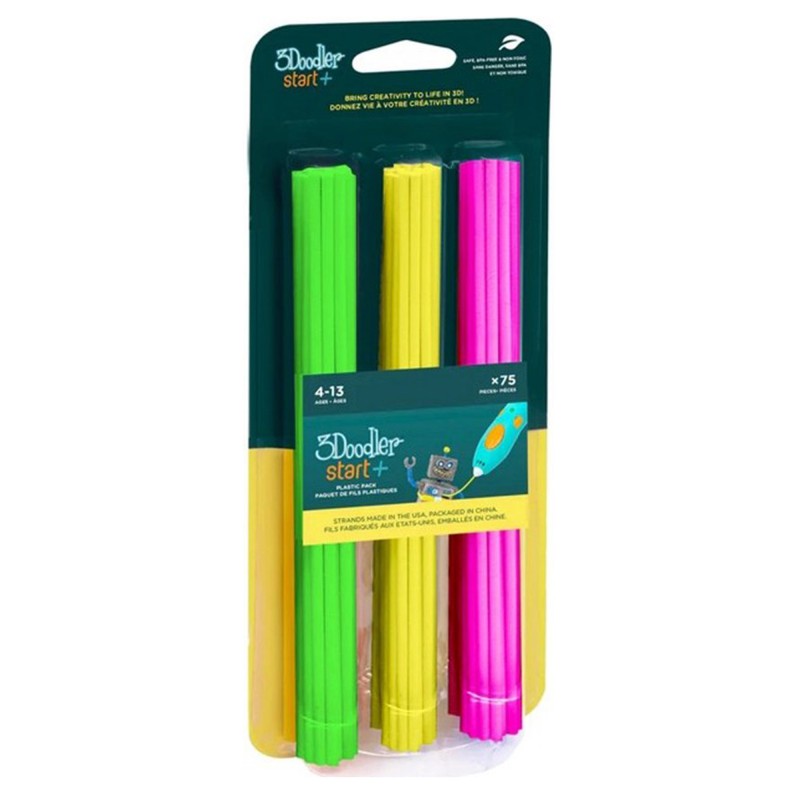 3Doodler náplň ECO-PCL pro 3D pero Start+ 75ks - Neon (zelená, žlutá, růžová)