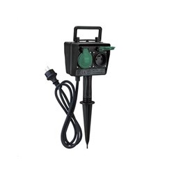 Solight zahradní sloupek IP44, 2 zásuvky + časový spínač, gumový kabel 1,5m