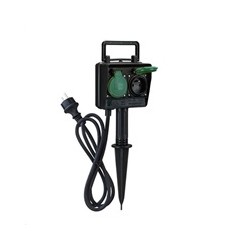 Solight zahradní sloupek IP44, 2 zásuvky, gumový kabel 1,5m