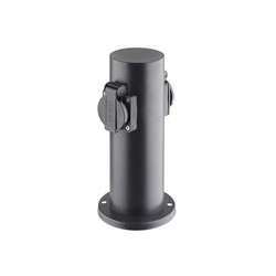 Solight zahradní sloupek IP44, nerez ocel, 2 zásuvky, válec, černý