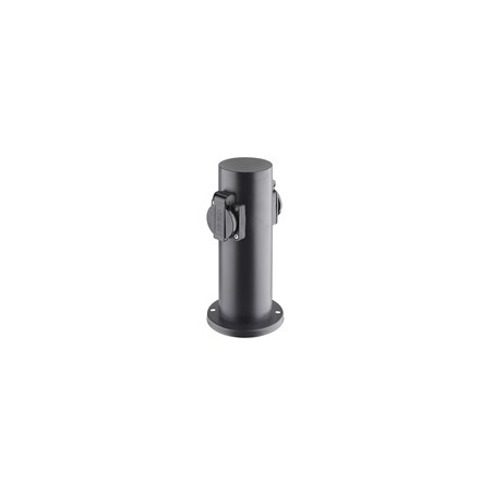 Solight zahradní sloupek IP44, nerez ocel, 2 zásuvky, válec, černý