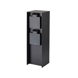 Solight zahradní sloupek IP44, hliník, 2 zásuvky, černý
