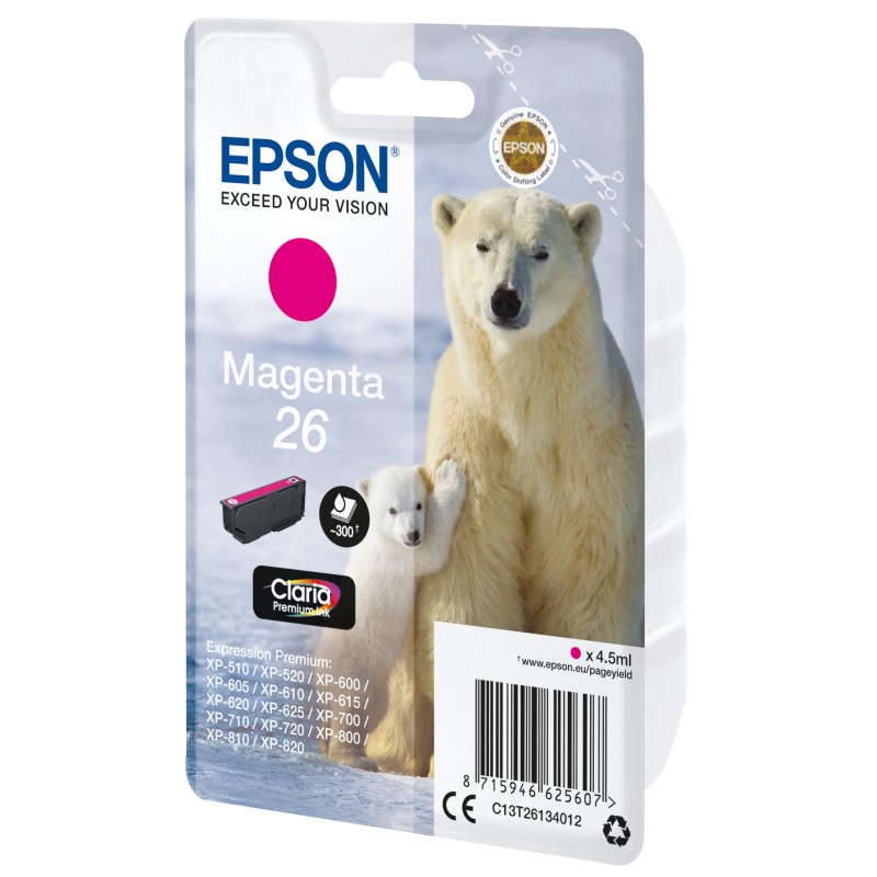 Epson 26 - 4.5 ml - purpurová - originální - blistr s RF / akustickým alarmem - inkoustová cartridge - pro Expression Premium