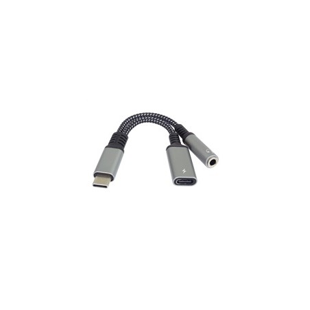 BAZAR - PremiumCord Redukce USB-C /3,5mm jack s DAC chipem + USB-C pro nabíjení 13cm - Poškozený obal (Komplet)