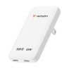 Verbatim, Nabíječka Essentials Slim GaN USB-C1 PD 3.0 , USB-C2 PD 3.0, bílá, 65W