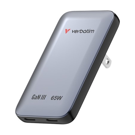 Verbatim, Nabíječka Essentials Slim GaN USB-C1 PD 3.0 , USB-C2 PD 3.0, šedá, 65W