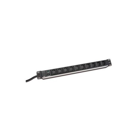 DIGITUS 19" PDU, 1U hliník, C14 - 10x C13, 10A, jistič